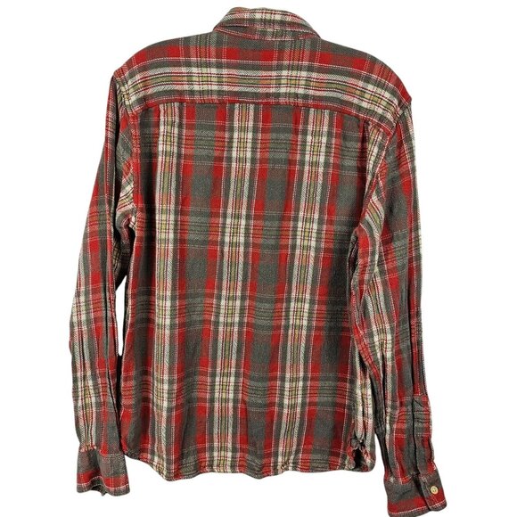 Mens California Fit Western Cowboy Outdoor Rugged Work Farm Red Plaid Flannel LG - Picture 4 of 13